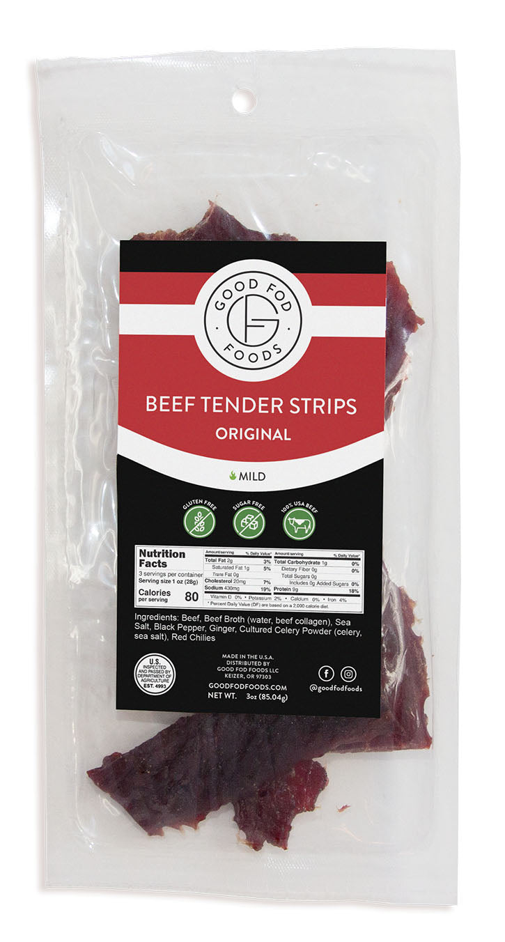 Good Fod Foods Beef Tender Strips Variety Pack of 3 Packages
