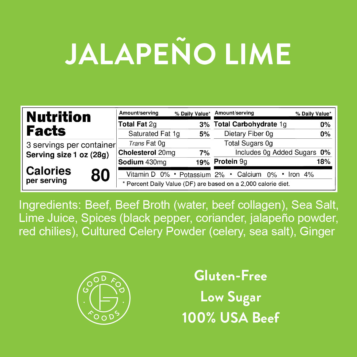 Good Fod Foods Jalapeño-Lime Beef Tender Strips 3-Pack