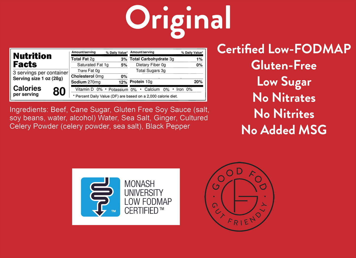 Good Fod Foods Original Beef Jerky 3-Pack