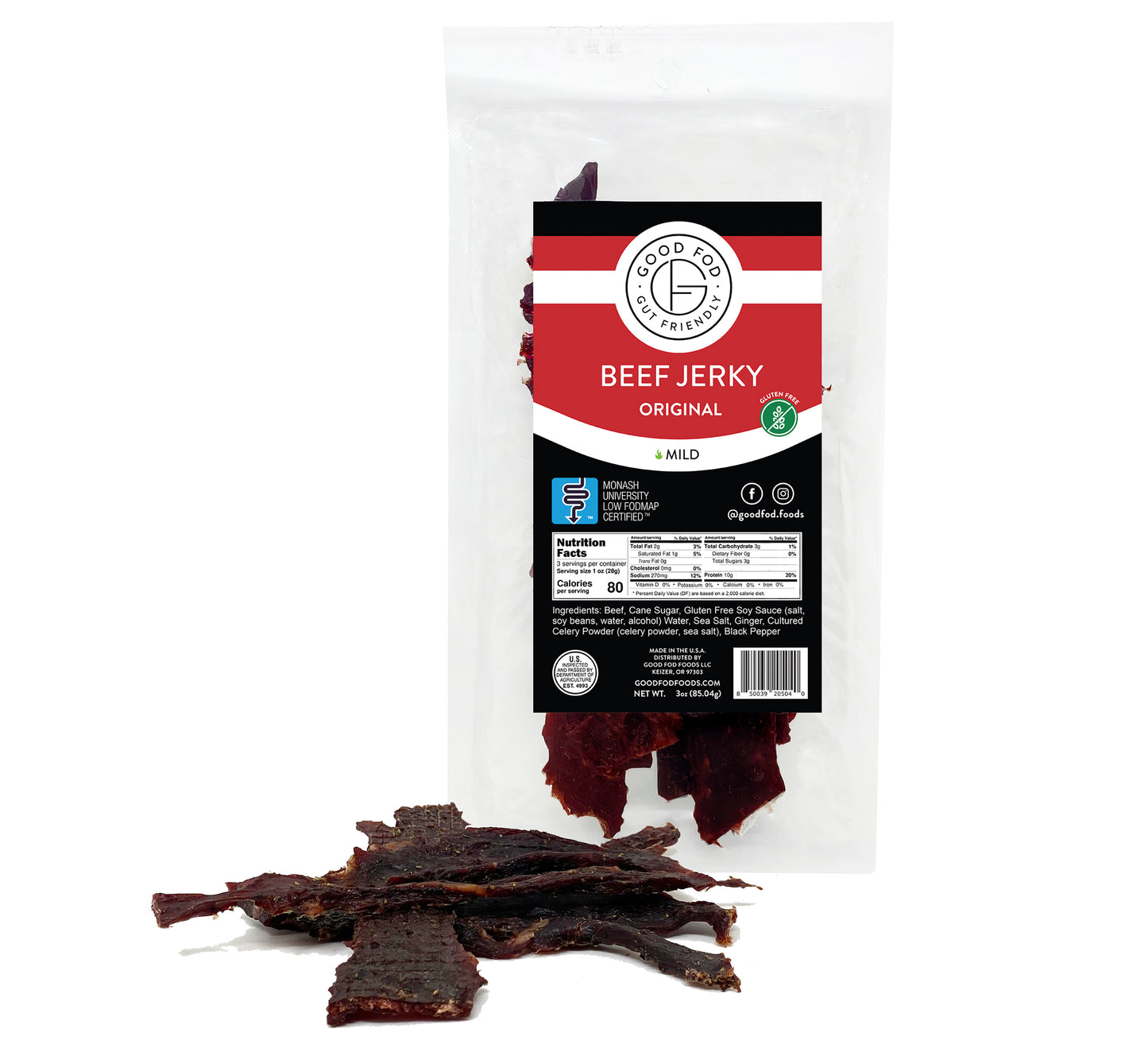 Good Fod Foods Original Beef Jerky 3-Pack