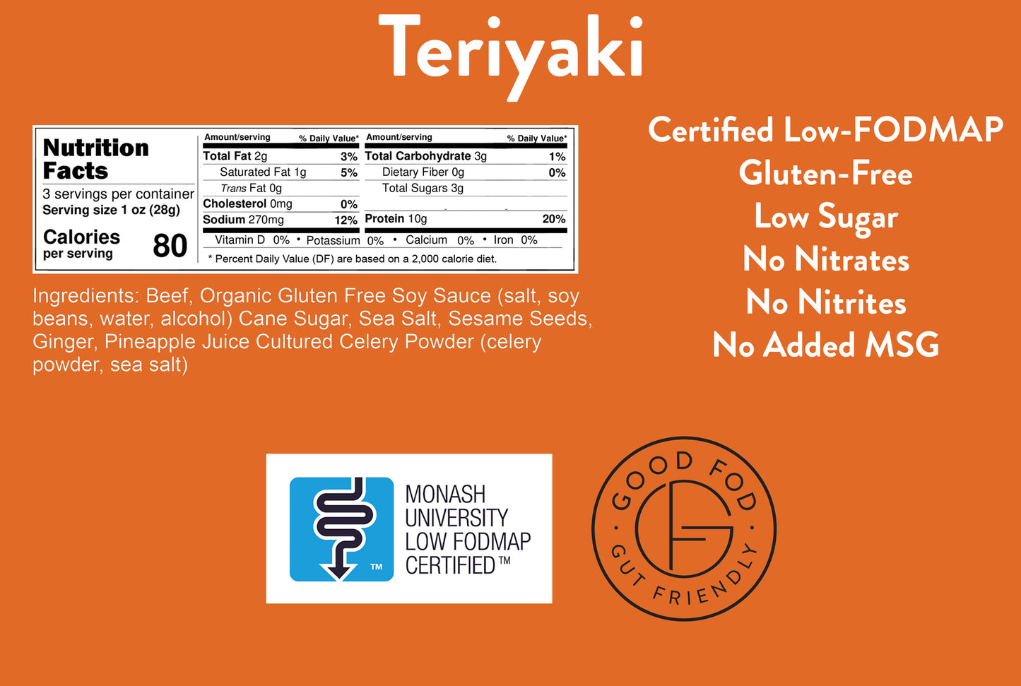 Good Fod Foods Teriyaki Beef Jerky 3-Pack