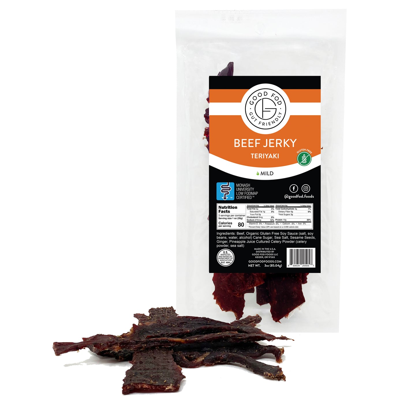 Good Fod Foods Teriyaki Beef Jerky 3-Pack
