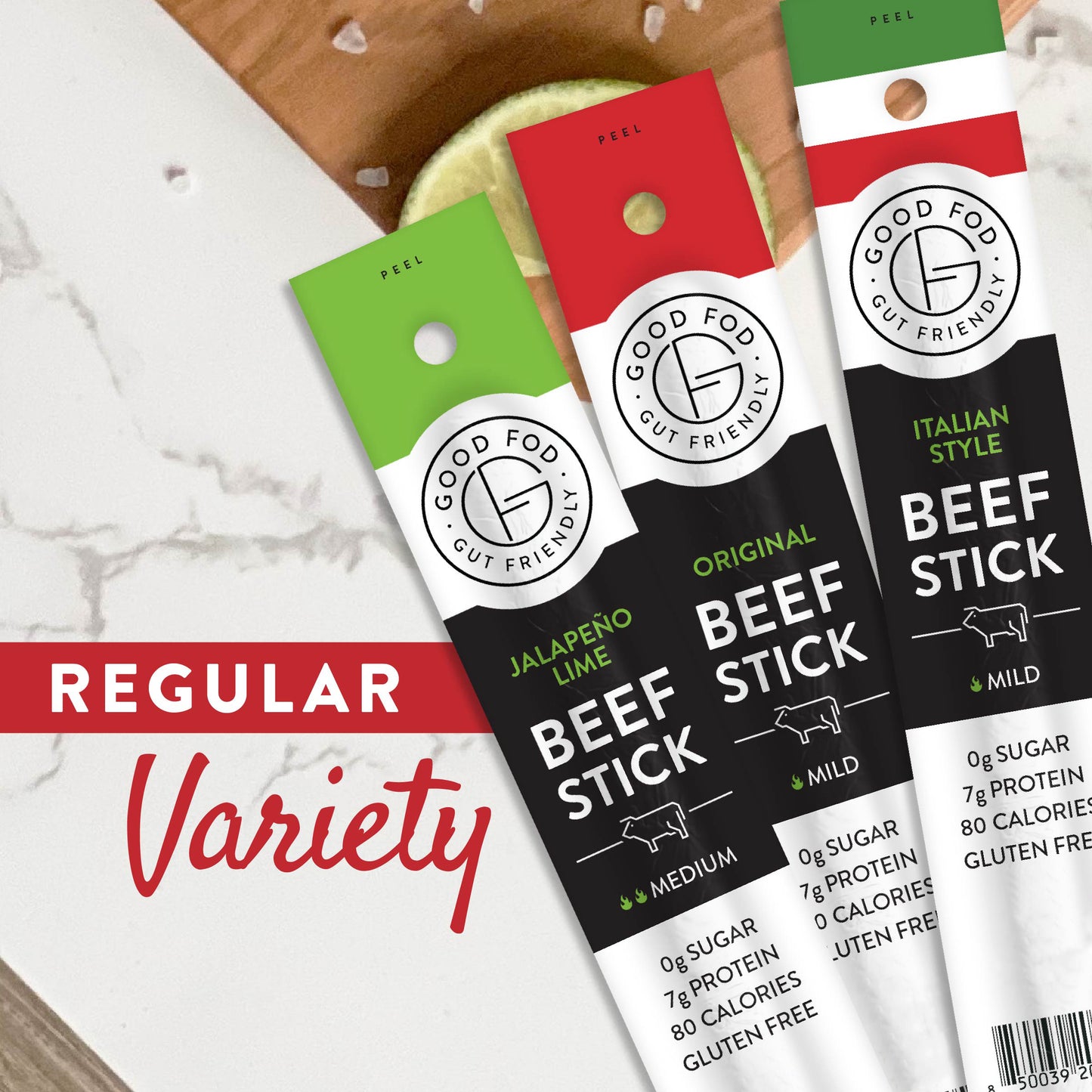 Good Fod Foods Regular Variety Pack of Meat Sticks 4 of Each Flavor (12ct) (Temporarily Out of Stock)