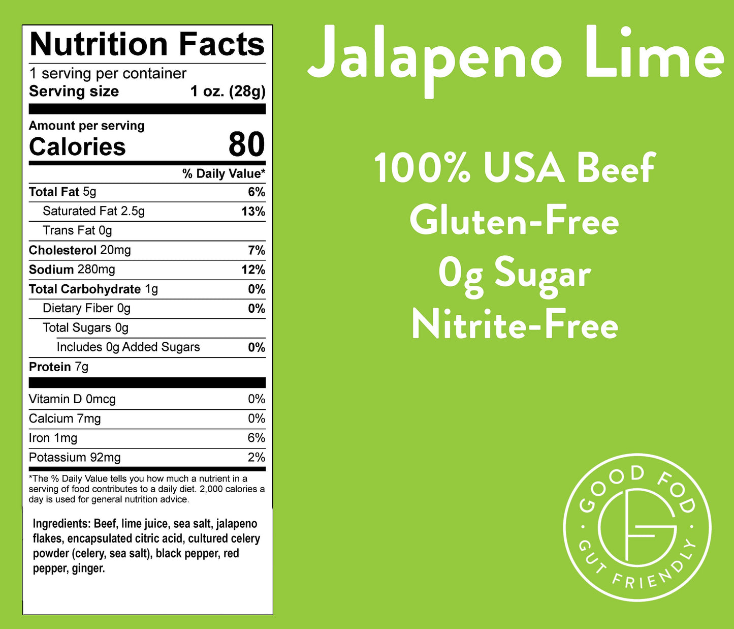 Good Fod Jalapeño Lime Meat Stick 1-10ct