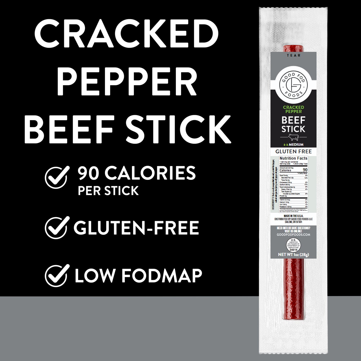 Good Fod Cracked Pepper Meat Stick 1-10ct