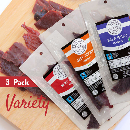 Good Fod Foods Beef Jerky Variety Pack of 3 Packages