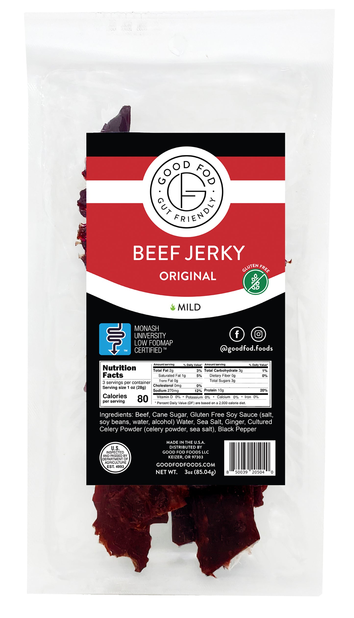 Good Fod Foods Original Beef Jerky 3-Pack
