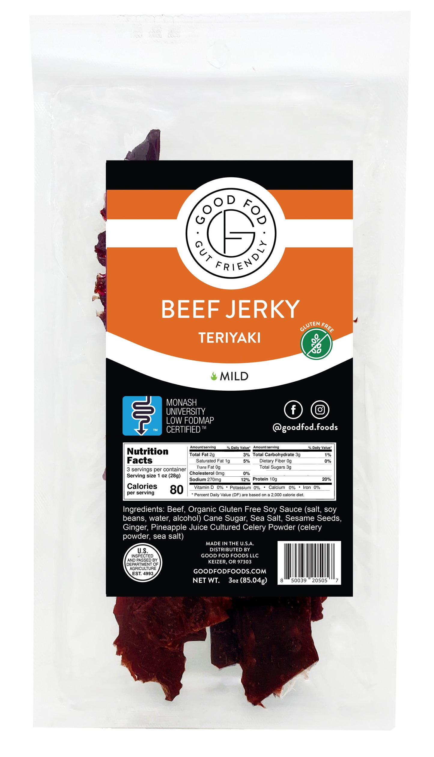 Good Fod Foods Teriyaki Beef Jerky 3-Pack