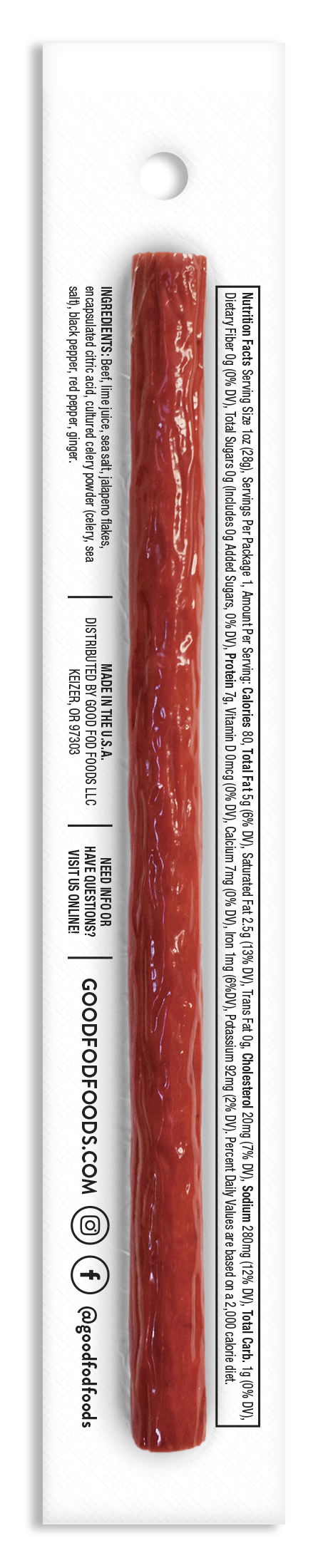Good Fod Jalapeno Lime Meat Stick 1-10ct